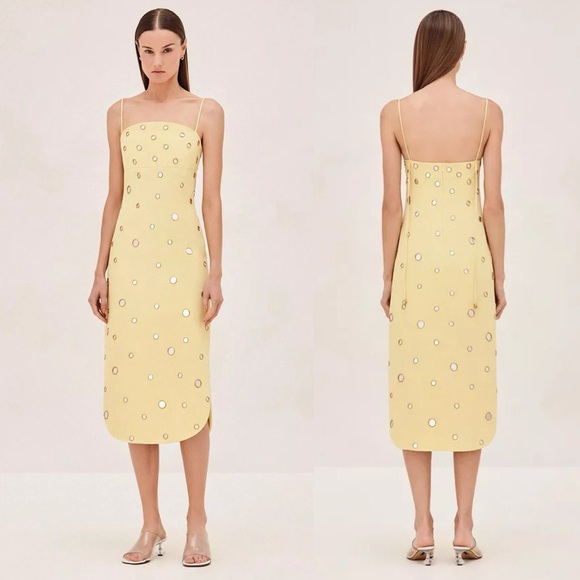 ALEXIS Malia Cotton Midi Dress Yellow NEW with tags - Picture 9 of 9